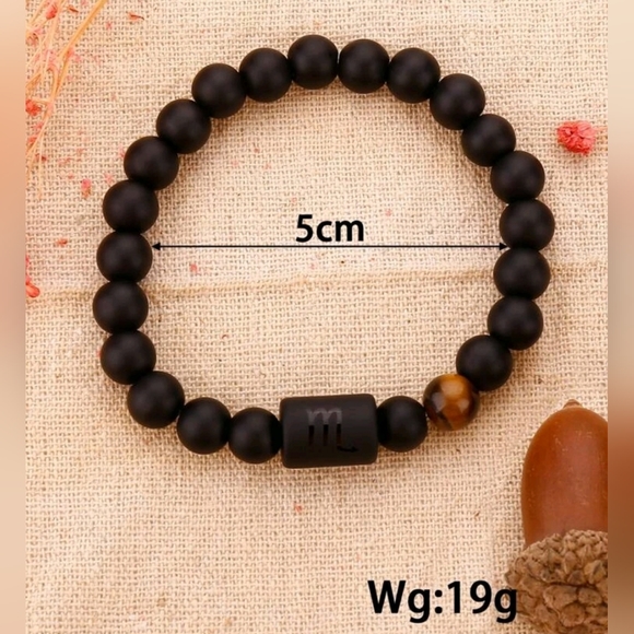Unisex - Scorpio Zodiac Black Beaded Bracelet - Picture 2 of 6